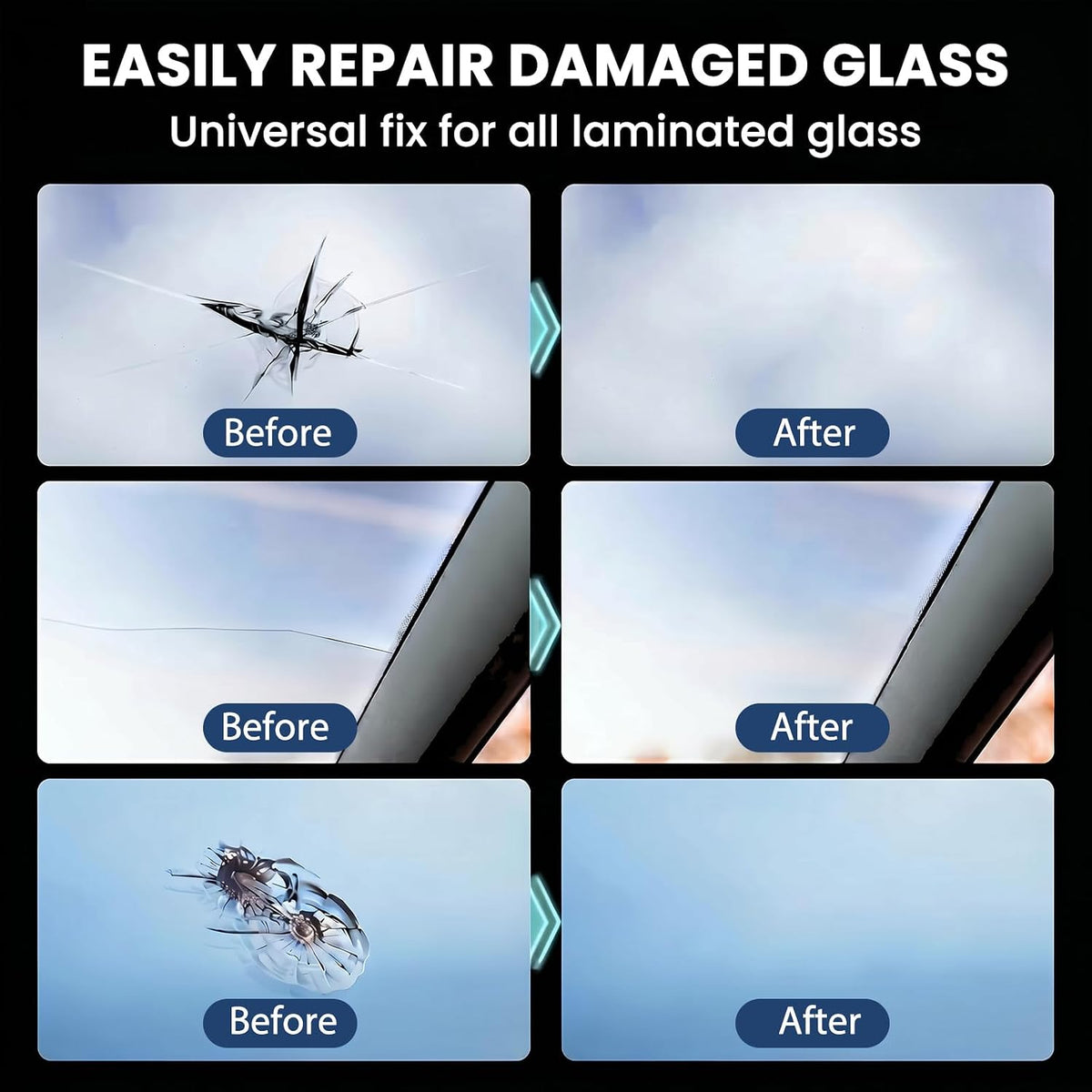 Upgraded Windshield Repair Kit for Chips & Cracks, Windshield Crack Repair