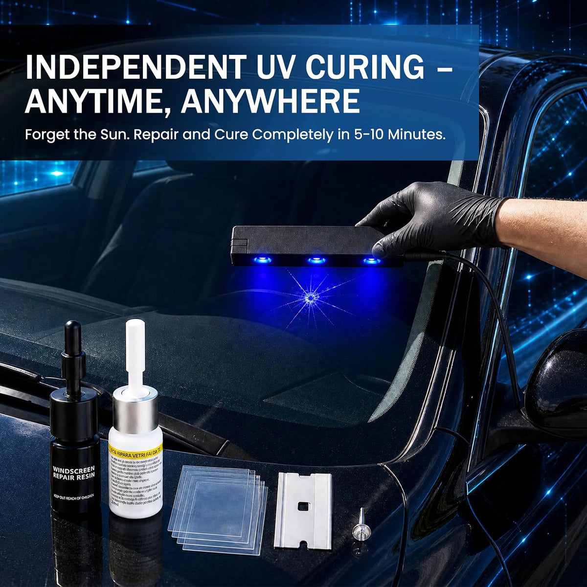 Upgraded Windshield Repair Kit for Chips & Cracks, Windshield Crack Repair